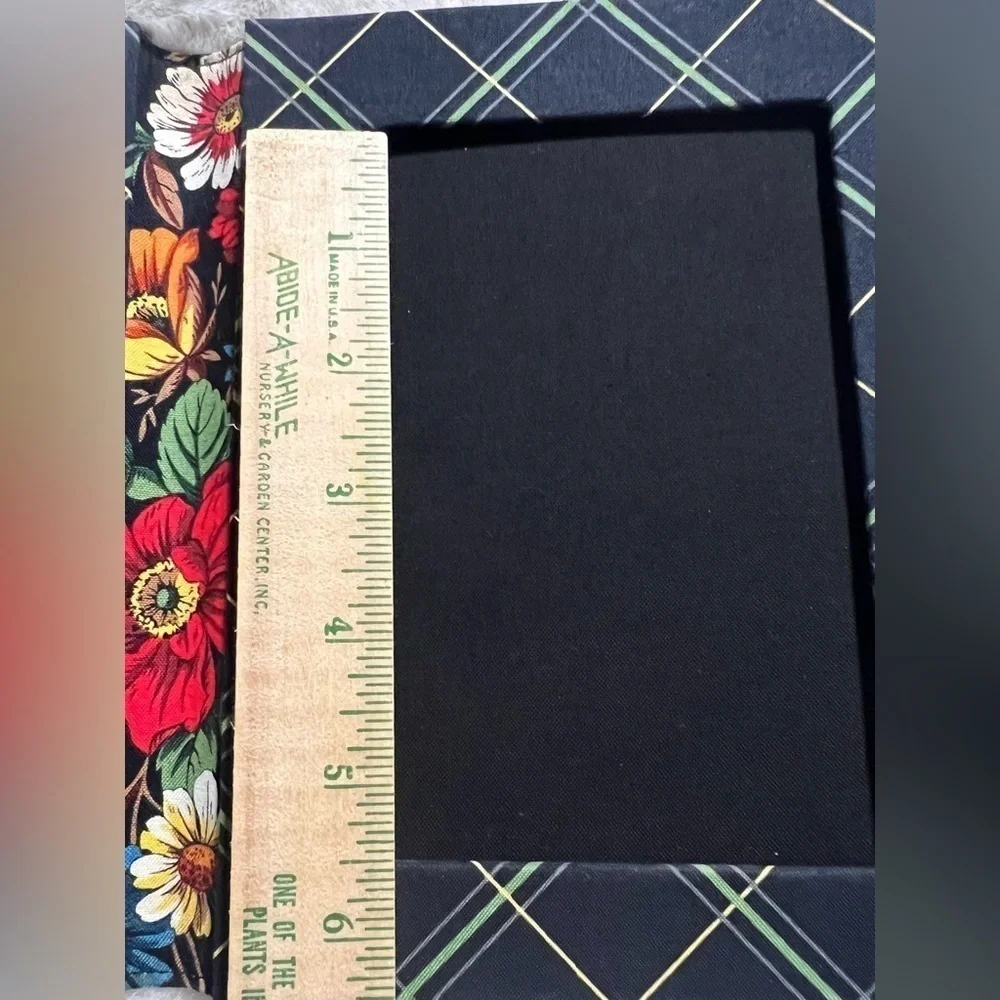 Vera Bradley cloth quilted picture frame, double sided holds 2 pictures